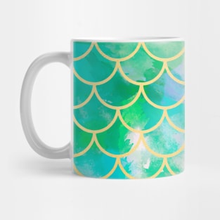 Mermaid Tail Scales Sea Turquoise Gold Mug